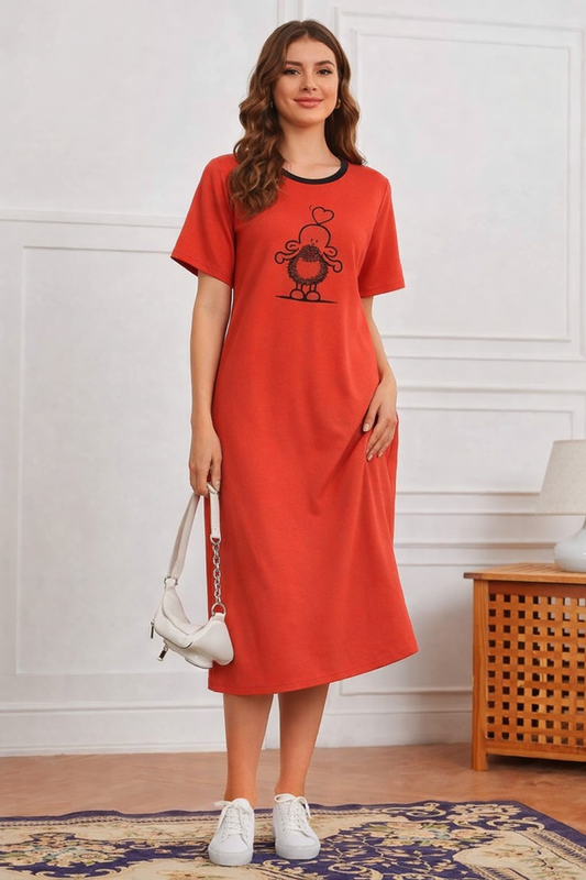 Red Cozy Long Shirt – Soft Jersey Comfort for Everyday Relaxation 💫