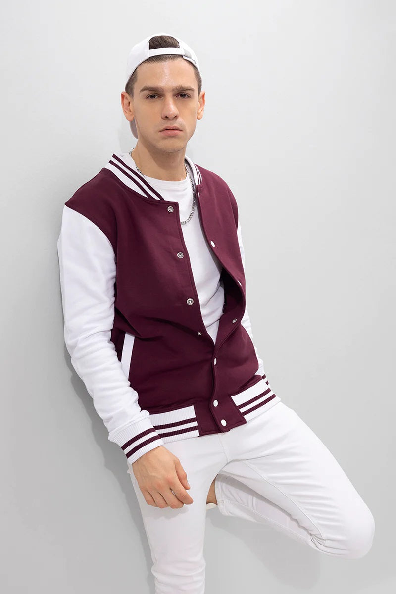 Maroon varsity 2025 jacket mens