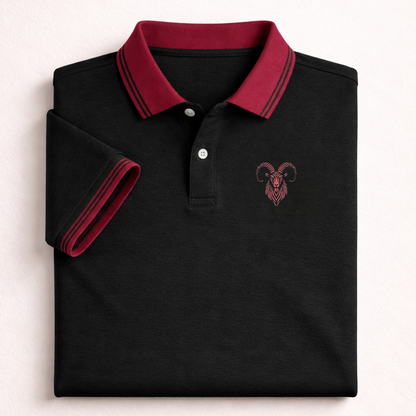Signature Black Polo Shirt Red collar