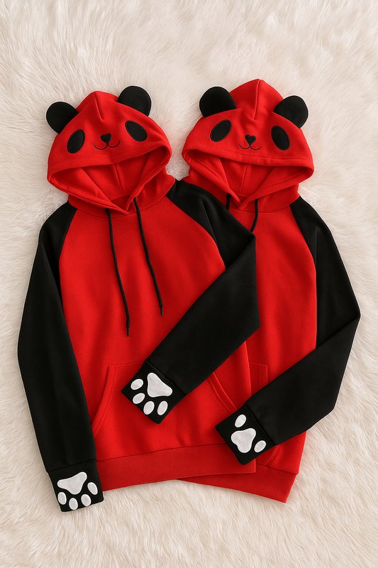 Unisex Maroon Panda Hoodie | Cute & Cozy Streetwear Pullover