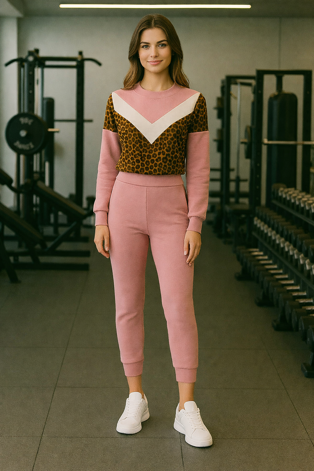 Pink Women’s  Printed Tracksuit Co-Ord Set – Stylish Sweatshirt & Joggers