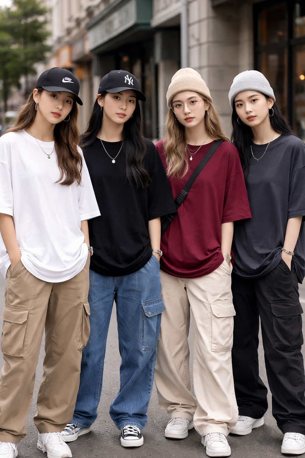 Pack of 4 Drop Shoulder T-Shirts – Oversized Streetwear Collection