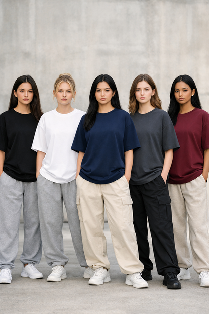 Pack of 5 Drop Shoulder T-Shirts – Oversized Streetwear Collection