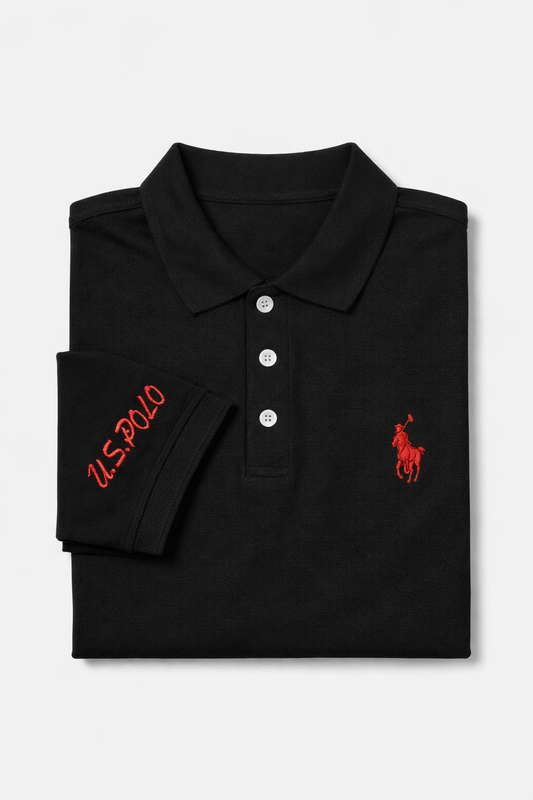 Black embroidery  Polo Shirt