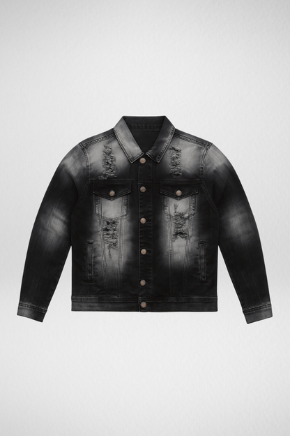Classic Black Distressed Denim Jacket | Men’s & Women’s Street Style