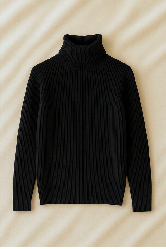 Unisex Black Highneck Shirt – Casual Winter Outfit