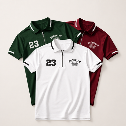 Pack of 3 Brooklyn zipper polo shirts