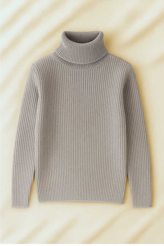 Unisex Heather Grey High Neck Shirt – Casual Winter Outfit