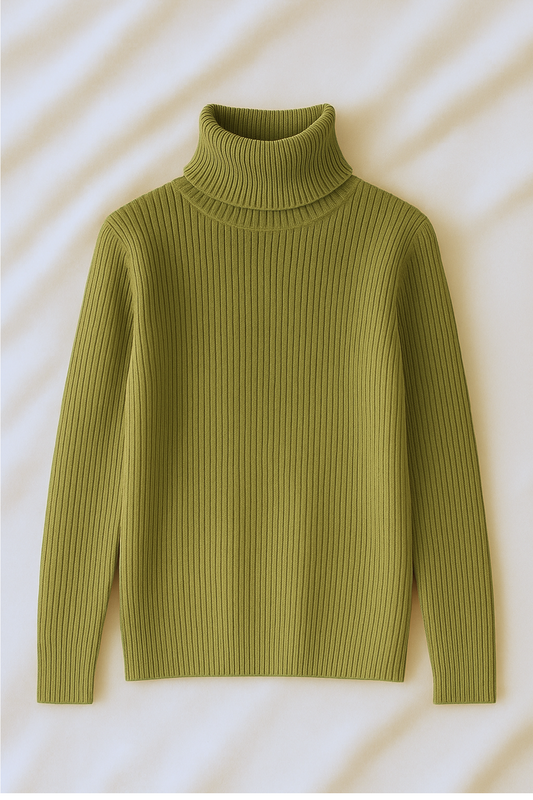 Unisex Olive Green High Neck Shirt – Casual Winter Outfit