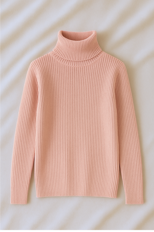 Unisex Pink High Neck Shirt – Casual Winter Outfit