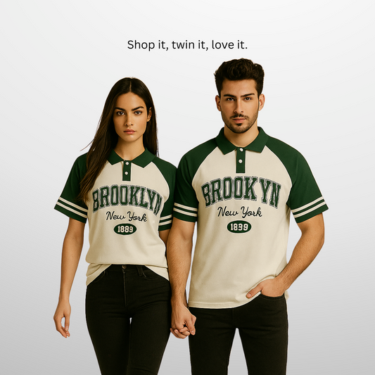 Green Brooklyn 1899 Polo Shirt – Unisex couple polo for men and women in Pakistan, stylish polo t-shirt.