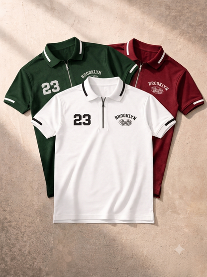 Pack of 4 Brooklyn zipper polo shirts