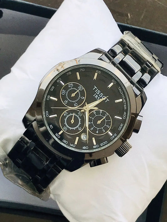 Black chrono working watch