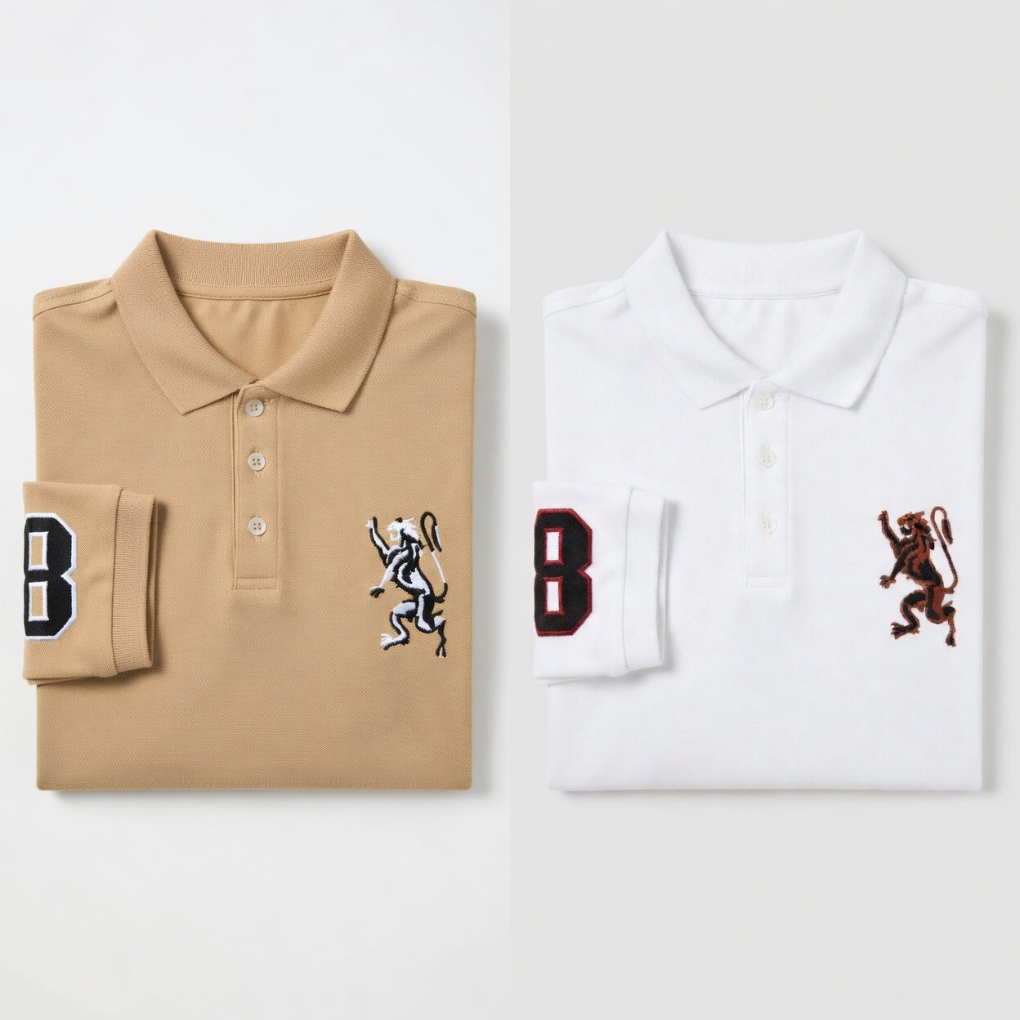 Classic Crest Polo – Beige • White •