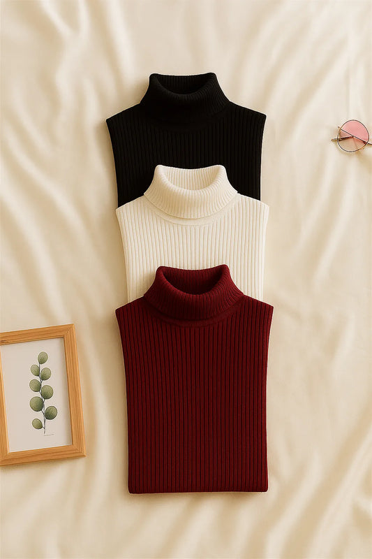 Pack of 2 unisex high neck sweaters – ribbed turtleneck winter tops for men and women
