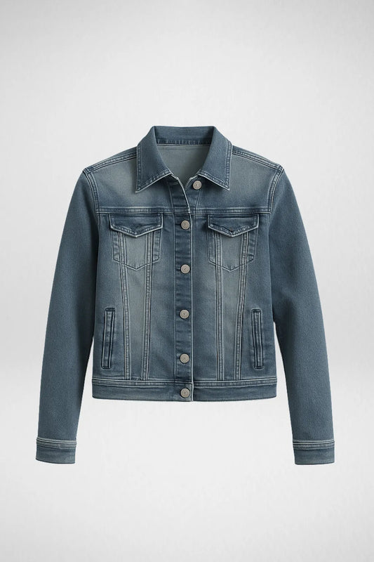 Women’s Blue Denim Jacket – Stylish casual outerwear for women in Pakistan, classic denim streetwear fashion.
