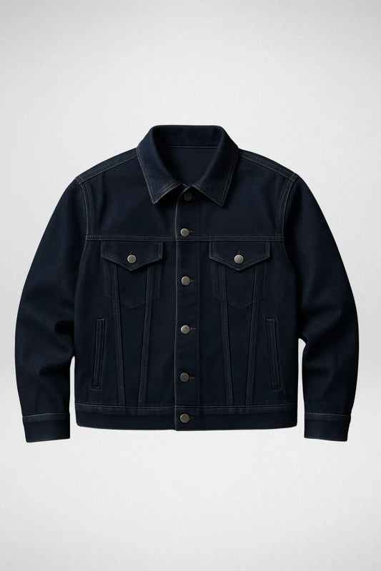  navy blue Denim Jacket – Unisex stylish casual outerwear for men and women in Pakistan, versatile trendy denim jacket