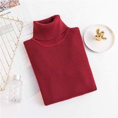 Maroon high neck