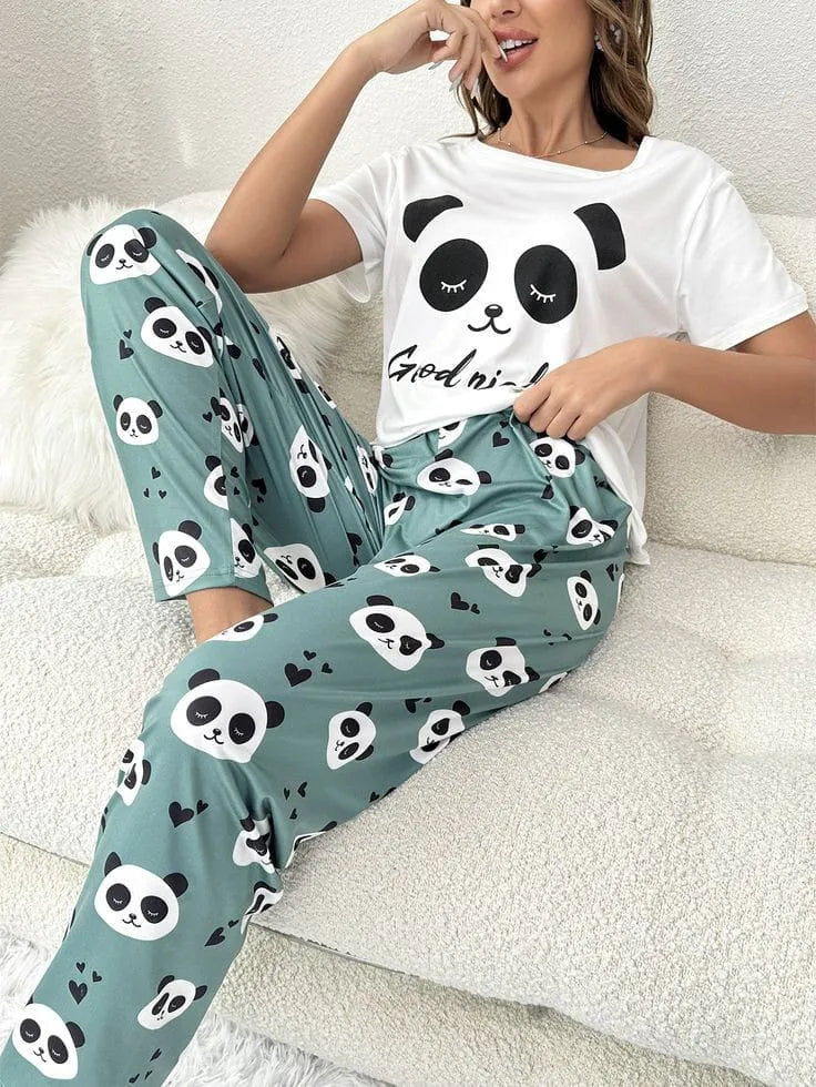 panda nightdress pajama set for women
