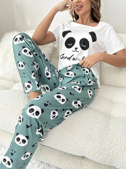 panda nightdress pajama set for women