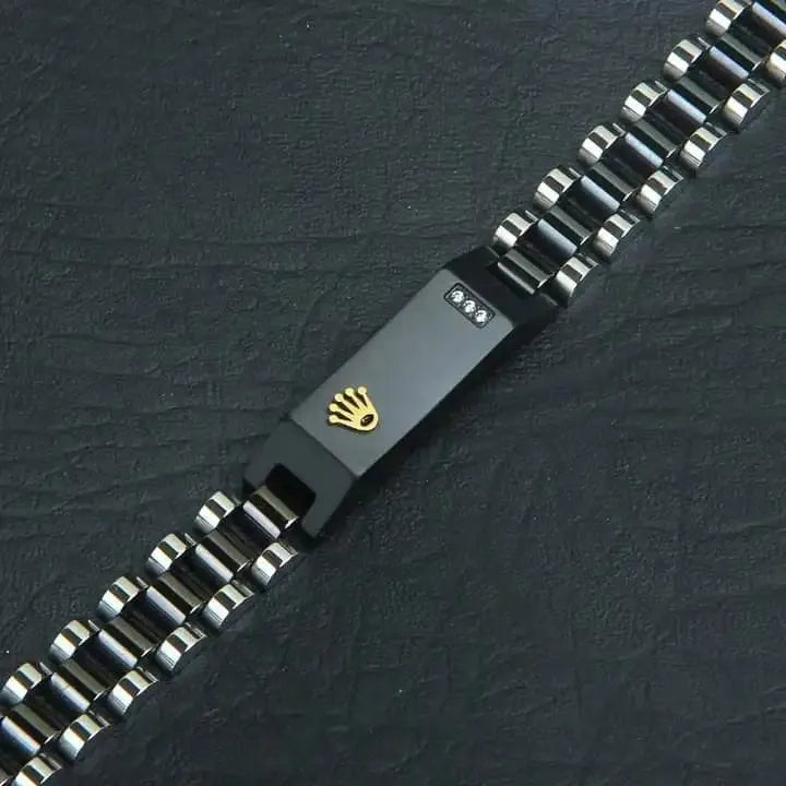 Silver and black  bracelet for men
