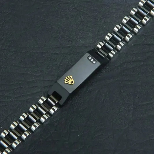 Silver and black  bracelet for men