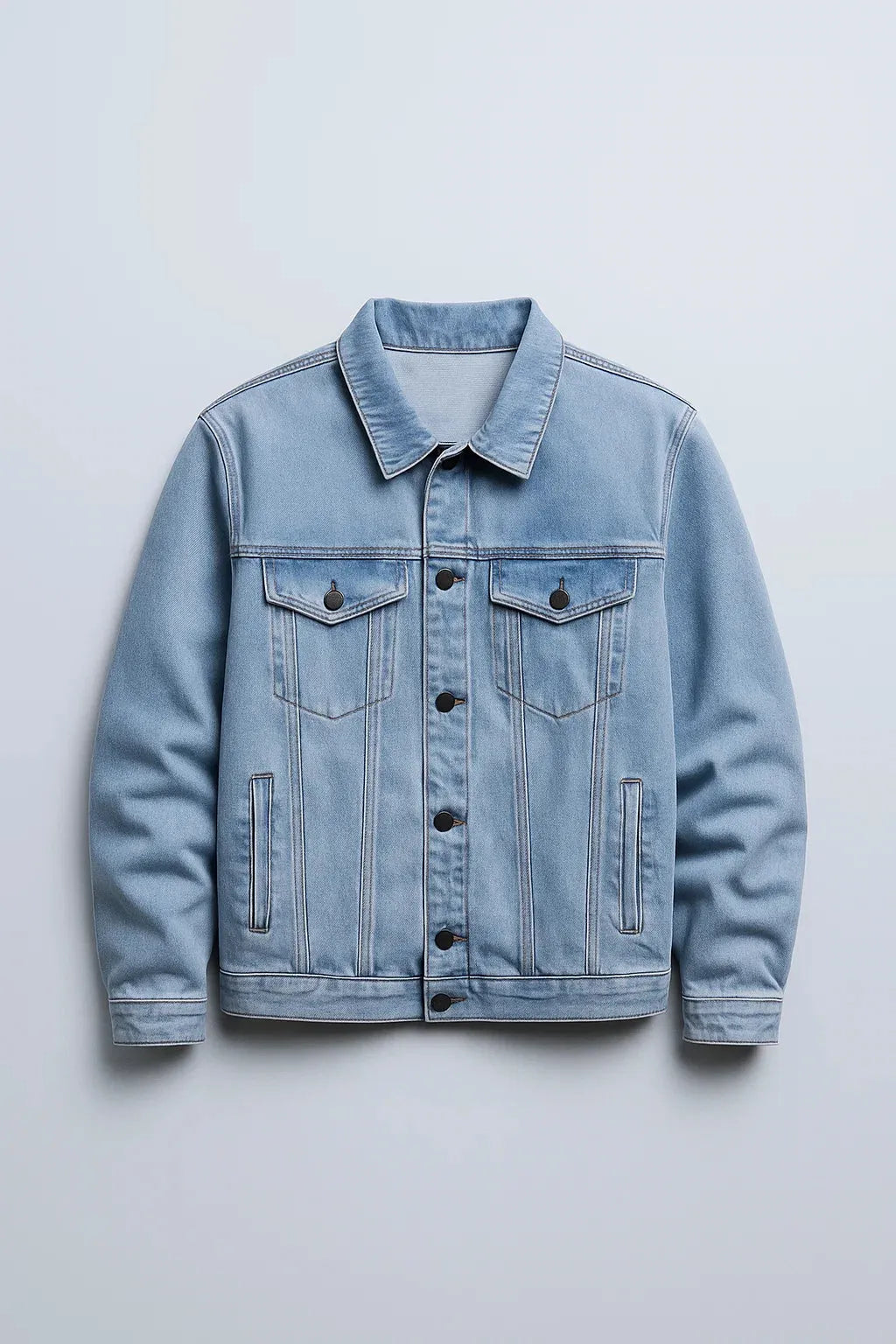Light Blue Denim Jacket – Unisex stylish casual outerwear for men and women in Pakistan, trendy casual fashion wear.