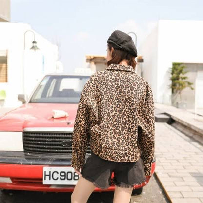 leopard print denim jacket