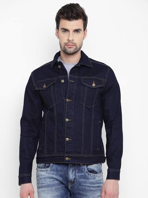 Navy blue men's denim jacket – Tabani Outlet