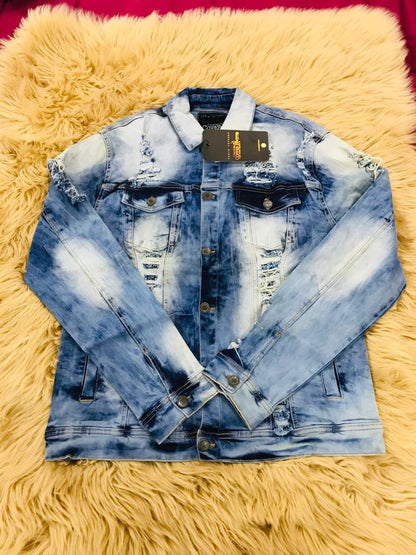 distressed  blue denim jacket